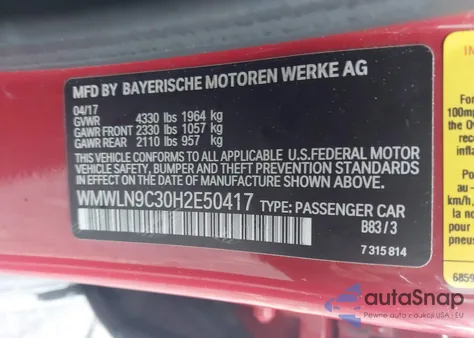 2017 Mini Clubman Cooper S from USA, damaged, VIN WMWLN9C30H2E50417